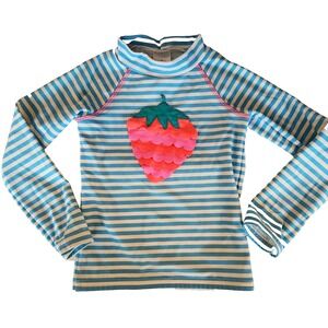 Baby Boden Blue Stripe Rash Guard with Strawberry Print - Size: 18-24 M (92cm)‎